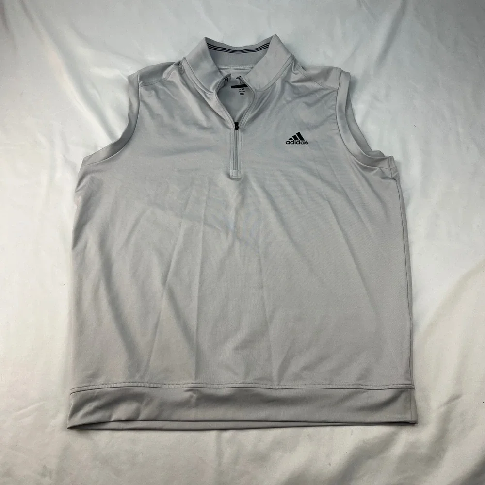 Adidas Golf Performance Activewear Grey Quarter Zip Sleeveless Vest